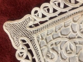 Vintage White Italian Vintage Linen Pillowcase Point De Venise Embroidery Bird
