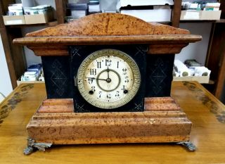 Unusual Antique Seth Thomas Adamantine Mantel Clock Parts Or Restore Running