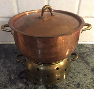 Vintage Karl Raichle Meersburg Hammered Copper Pot Cookware With Warmer