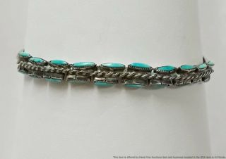 Vintage Antique Old Pawn Native Petit Point Turquoise Silver Cuff Bracelet 7.  1g