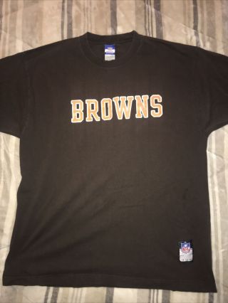 Cleveland Browns T Shirt Reebok On The Field Men Xl/tg Brown Vintage Rare