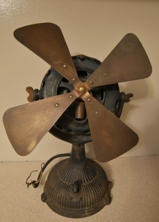 Rare Antique Ge General Electric Pancake 12 " Fan Cast Iron & Brass 1903