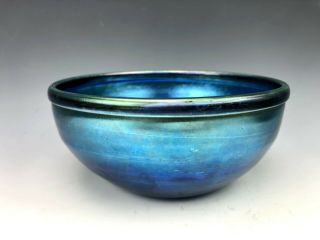 Louis Comfort Tiffany Studios Rare Mazarin Blue Favrile Glass Bowl 2385M 1918 2