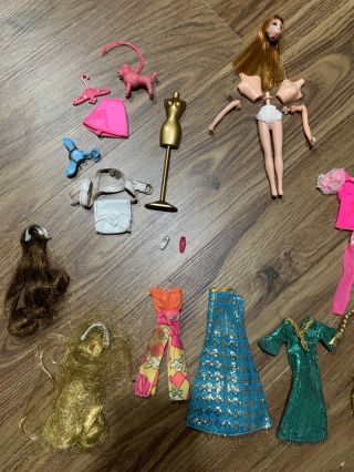 Vintage Dawn Doll 11 Outfits And Accessories,  Pink Poodle,  Broken Glori Doll