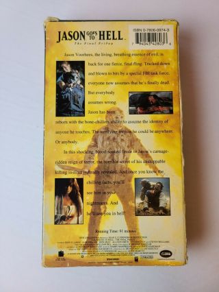 Jason Goes to Hell: The Final Friday - VHS Unrated RARE HTF OOP HORROR SLASHER 3