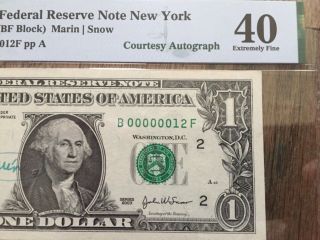 2003 $1 Dollar Rare 2 Digits Low Serial Number (12) Pmg