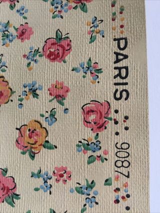 A Rare 19th/20th Century French Wallpaper Fragment,  Floral ‘paris ‘ 20x19 Inches