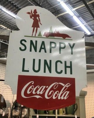 Snappy Lunch Sign 24” X 32” Heavy Porcelain,  Mayberry Nc Rare Double - Sided