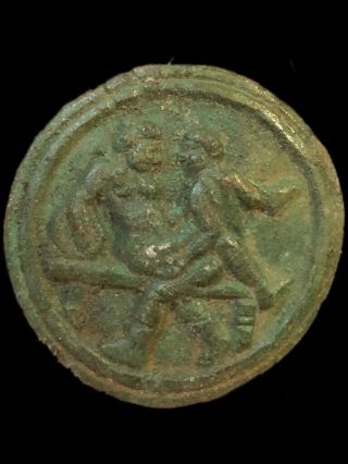 Ancient Roman Bronze Fibula Brooch With Erotic Scene - 200 - 400 Ad (31)