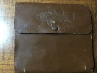 Vintage Unusual Common Sense Leather Fly Wallet Containing 85,  Flies.