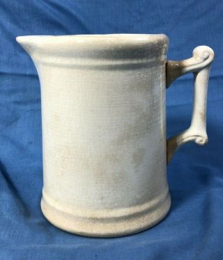 W.  S.  George White Granite Farmhouse Pitcher Crazing Heavy Pottery Very Old