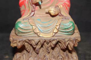 Chinese old Beijing Glass Handmade Exquisite Bench buddha Statue 62130 3