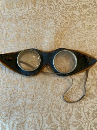Vintage Antique Safety Glasses Steampunk Goggles Leather