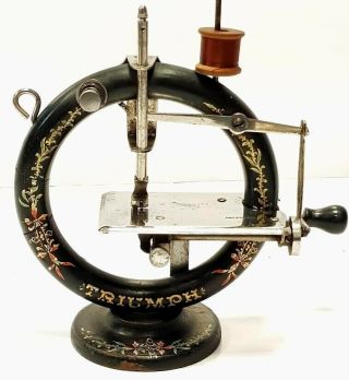 Top Very Rare & Antique Wooden Circular Sewing Machine Triumph Circa 1889