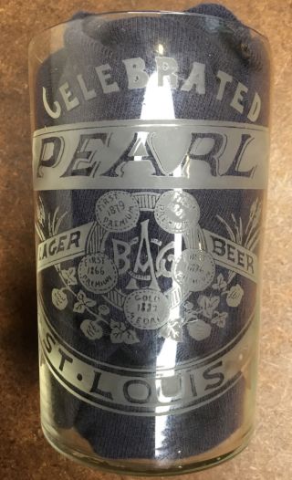 Incredibly Rare “Celebrated Pearl Lager Beer St.  Louis” Glass From Mid 1880s 2