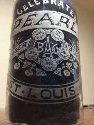 Incredibly Rare “Celebrated Pearl Lager Beer St.  Louis” Glass From Mid 1880s 3