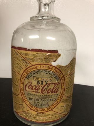 Vintage Coca Cola - Glass 1 Gallon Bottle Syrup Jug - Rare Jug