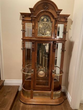 Ridgeway Grandfather - Hall Tree Clock (rare) With Lighted Pendulum.  Model 9009