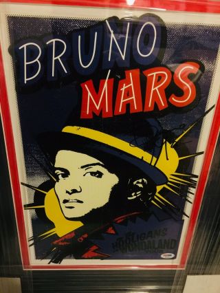 Rare BRUNO MARS Signed/Auto/Autograph Tour Poster PSA/DNA LOA Hooligans 4