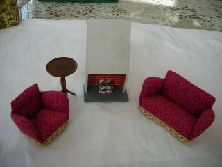 Vintage Doll House Furniture Living Room Set