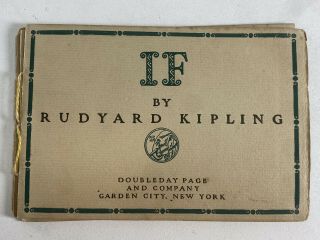 " If " By Rudyard Kipling Rare Book 1910 Doubleday Page And Co.  As - Is Fair