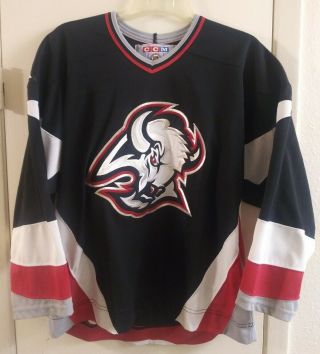 Vintage Buffalo Sabres Mens Small Ccm Hockey Jersey Stitched Goat Head Logo Rare