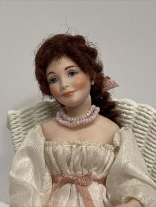 Vintage Rare Artisan Doreen Sinnett Lady Dressed Dollhouse Miniature Doll 1:12