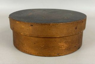 Antique Primitive Round Wood Pantry Box W/ Lid,  Surface 1