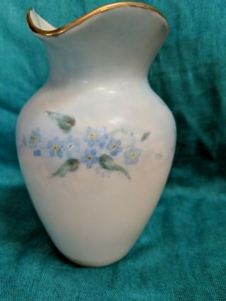 Hand - painted Porcelain Pitcher With Forget - me - nots And Gold Trim 2