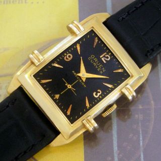 Mens Rare 1949 Gruen Curvex Precision 14k Solid Gold Art Deco Knotted Lug Watch