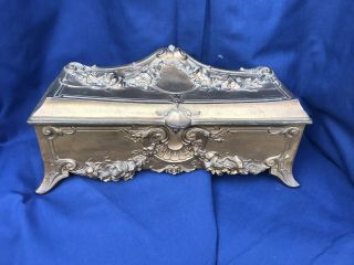 Vintage W.  B.  Mfg Co.  389 Silverplate Ornate Figural Trinket Jewelry Box Casket