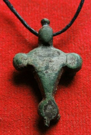 Ancient Bronze Artifact Viking Cross 10 - 12 Century