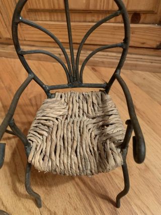 Vintage Pottery Barn Mini Wrought Iron Wicker Chairs Set of 2 10 inches Rare 2
