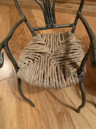 Vintage Pottery Barn Mini Wrought Iron Wicker Chairs Set of 2 10 inches Rare 3