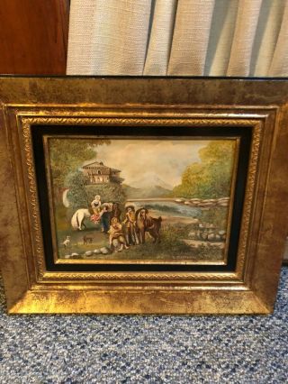 Vintage (1950s) Signed " C Montakuli " Oil Painting Beautifully Framed