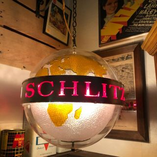 Vintage 1968 | Schlitz Beer World Globe | Hanging Rotating Light | Rare