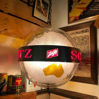 Vintage 1968 | Schlitz Beer World Globe | Hanging Rotating Light | RARE 2