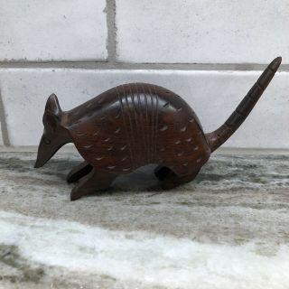 Vintage Mid Century Modern Wooden Armadillo Hand Carved And Polished