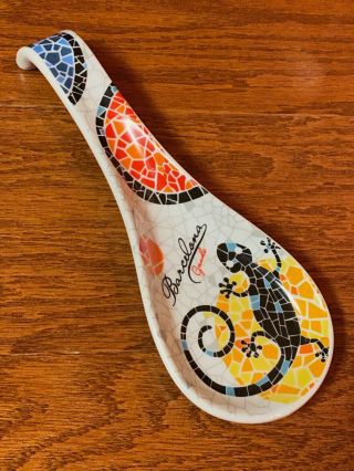 Rare Gaudi Ceramics Spoon Porcelain Vintage Ladle Holder Trencadis Gaudí Style