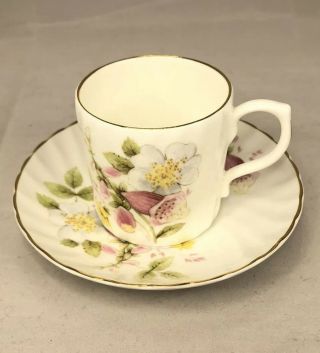 Vintage Royal Stuart Fine Bone China Tea Demitasse Cup & Saucer Floral Flower