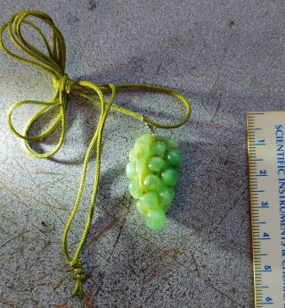 Grade A Burmese Green Jadeite 3 Dimensional Carved Grapes Necklace.