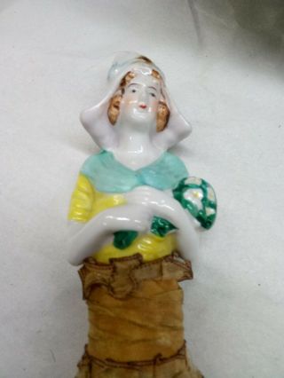 Antique Victorian Lady Figurine Porcelain Doll Vanity Brush,  Whisk Broom Japan 2
