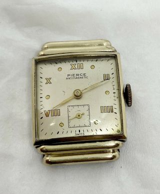 Vintage Mens Pierce Seconds Wrist Watch 10k Gold Filled Repair 7 Jewels