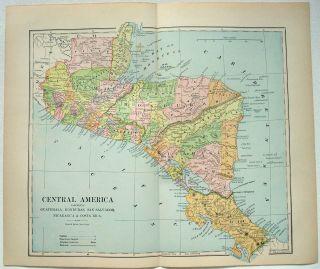 1891 Map Of The Central America By Hunt & Eaton