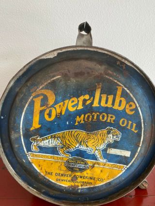 Power - Lube Oil Can - Rare - Denver Powerine Co 5 Gal Rocker Can