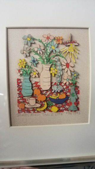 Rare Early 1982 James Rizzi (1950 - 2011) 3d Pop Art " Table Life " Signed Numbered
