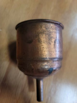 Vintage Coleman No.  0 Copper Lantern Lamp Funnel Wichita Ks
