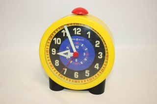 Vintage Rare Howard Miller Bell Retro Yellow Alarm Clock.