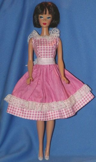 Vintage Barbie Bild Lilli Babs Tressy Lovely Pink White Lace Gingham Day Dress