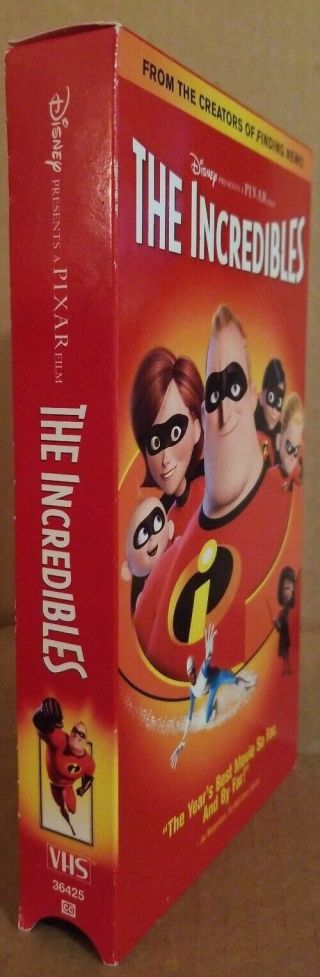 THE INCREDIBLES VHS Disney Pixar Rare OOP 2003 Used/Like 3